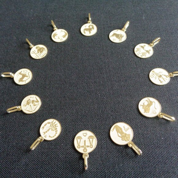 Solid Gold Horoscope Necklace 10K Real Gold Zodiac Charm with 18" Gold Box Chain - Picture 4 of 9